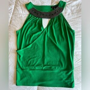 Grass collections-SM emerald green, embellished, sleeveless, fitted top